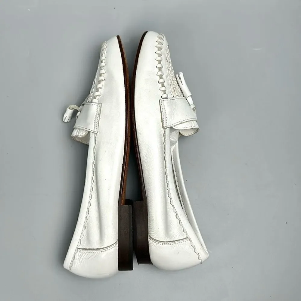Jon Franco Pirelli Italy Tasseled Loafers White Leather Women’s 44 US 11,5